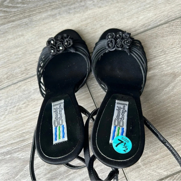 Arnold Churgin Handmade Satin Floral Strappy Sandals - Picture 5 of 13